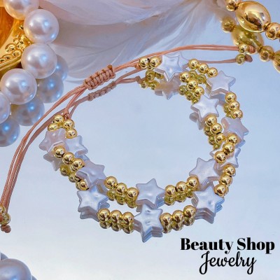 pulsera doble ajustable con perla 13.50&