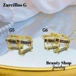 #G Zarcillos lujo piedras gold field 18k（13.5&）