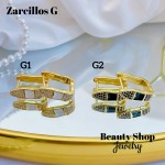 #G Zarcillos lujo piedras gold field 18k（13.5&）