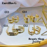 #G Zarcillos lujo piedras gold field 18k（13.5&）