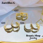 #G Zarcillos lujo piedras gold field 18k（13.5&）