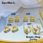 #G Zarcillos lujo piedras gold field 18k（13.5&）