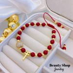 pulsera ajustable con dije corazon y cruz 14.50&