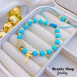 pulsera ajustable con dije corazon y cruz 14.50&