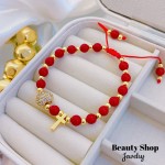 pulsera ajustable con dije corazon y cruz 14.50&
