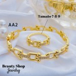 #A juego pulsera con anillo oro chino 18k 32&