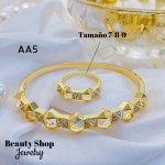 #A juego pulsera con anillo oro chino 18k 32&