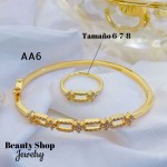 #A juego pulsera con anillo oro chino 18k 32&