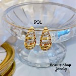 #P zarcillo con piedra oro chino 21.5&