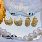 #T zarcillo con piedra oro chino lujos 24.50&