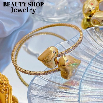 pulsera rigida con pedreria oro chino18k