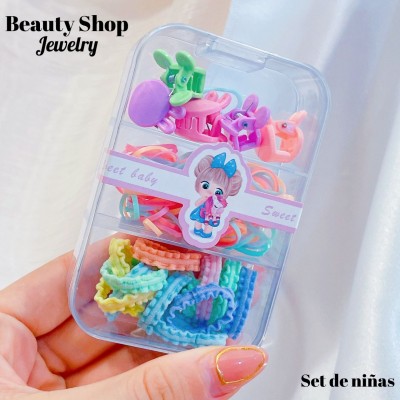 estuche de colas y gancho de nina 8&