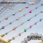 pulsera con dije cristales colores acero 9&