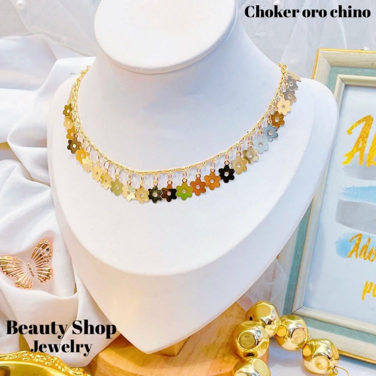 Choker sencillos figura oro chino 1.5