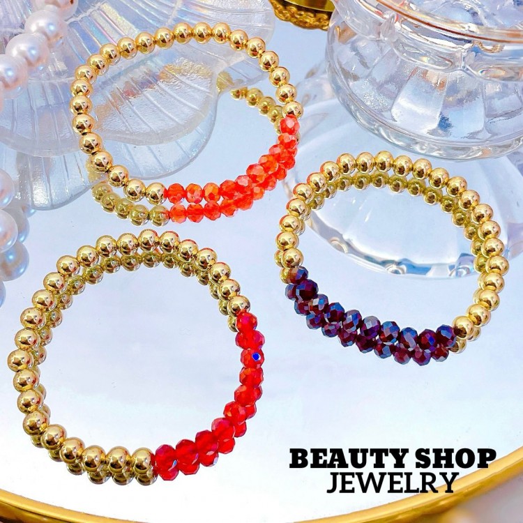 pulsera engomada con balin y cristal  9&