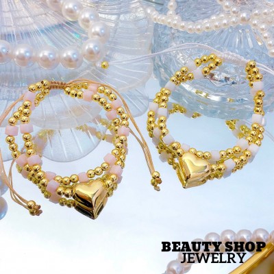 pulsera doble ajustable con dije corazon 15.50&