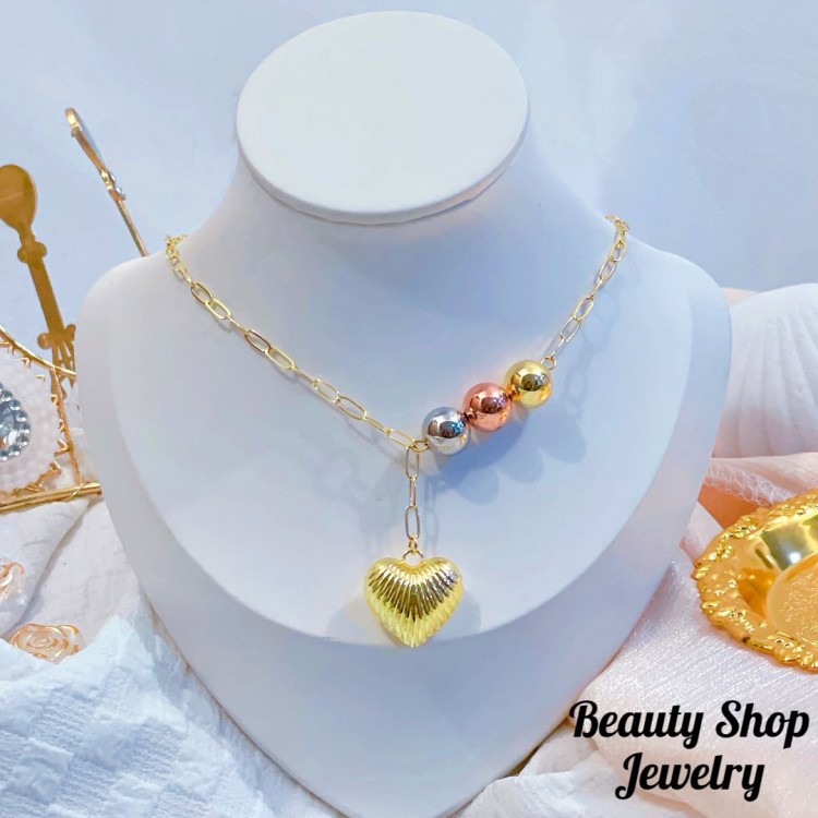 choker eslabon con dije corazon 12&