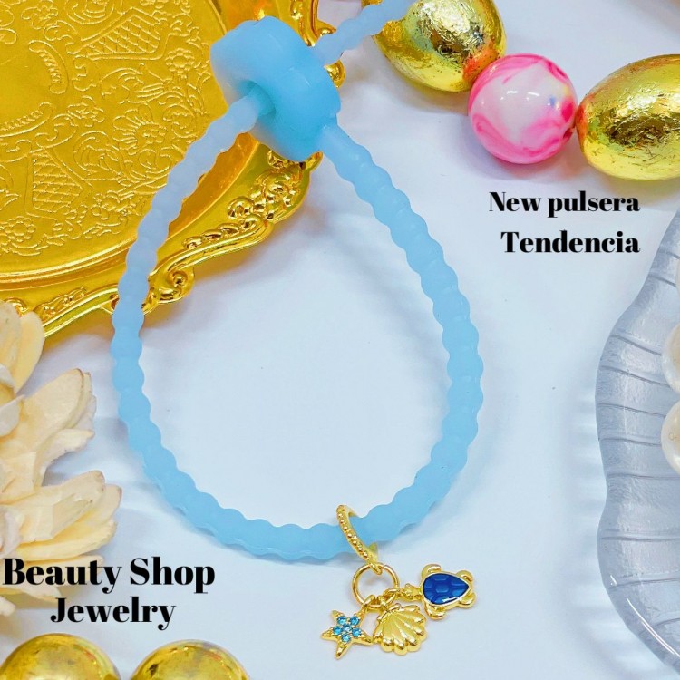 pulsera goma con charms (&10）