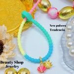 pulsera goma con charms (&10）