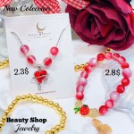 Pulsera balin de piedra color (&13）