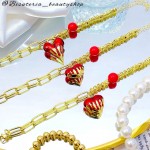pulsera eslabon con dije corazon rojo (&14）
