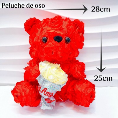 peluche osito con rosa