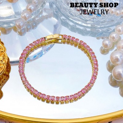 pulsera broche oro chino con piedras 14.5&