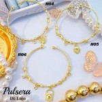 #H Pulseras Rígidas Con Dijes Oro Chino 16&