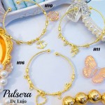 #H Pulseras Rígidas Con Dijes Oro Chino 16&