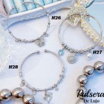#H Pulseras Rígidas Con Dijes Oro Chino 16&