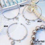 #H Pulseras Rígidas Con Dijes Oro Chino 16&