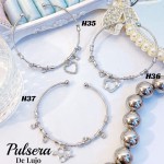 #H Pulseras Rígidas Con Dijes Oro Chino 16&