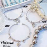 #H Pulseras Rígidas Con Dijes Oro Chino 16&