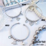 #H Pulseras Rígidas Con Dijes Oro Chino 16&
