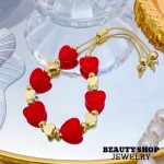 pulsera perla con figura oro chino