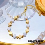 pulsera perla con figura oro chino