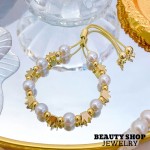 pulsera perla con figura oro chino