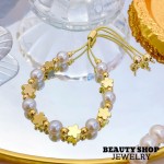 pulsera perla con figura oro chino