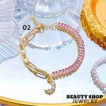 #o Pulsera De Eslabón Con Piedra oro Chino 14.50&