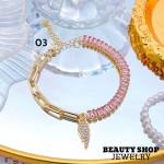 #o Pulsera De Eslabón Con Piedra oro Chino 14.50&