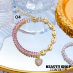 #o Pulsera De Eslabón Con Piedra oro Chino 14.50&