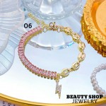 #o Pulsera De Eslabón Con Piedra oro Chino 14.50&