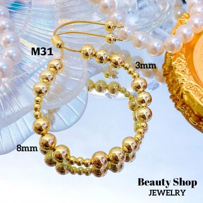 pulsera de balin ajustable oro chino 8mm