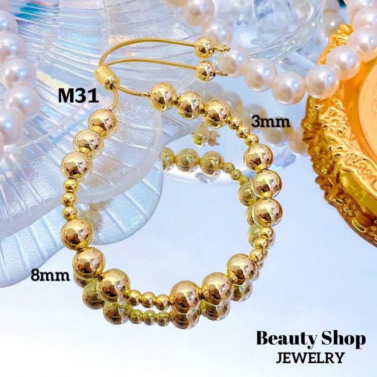 pulsera de balin ajustable oro chino 8mm