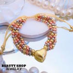 pulsera triple con dije corazon catier ajustable 18&