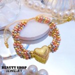 pulsera triple con dije corazon catier ajustable 18&