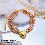 pulsera triple con dije corazon catier ajustable 18&