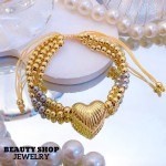 pulsera triple con dije corazon catier ajustable 18&