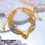 pulsera triple con dije corazon catier ajustable 18&