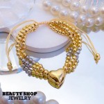 pulsera triple con dije corazon catier ajustable 18&